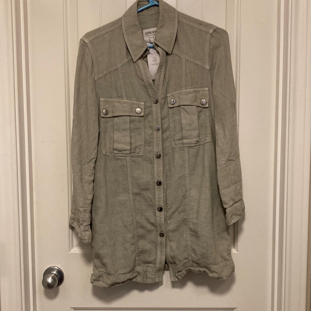 Linen Armani Top w/ Pockets